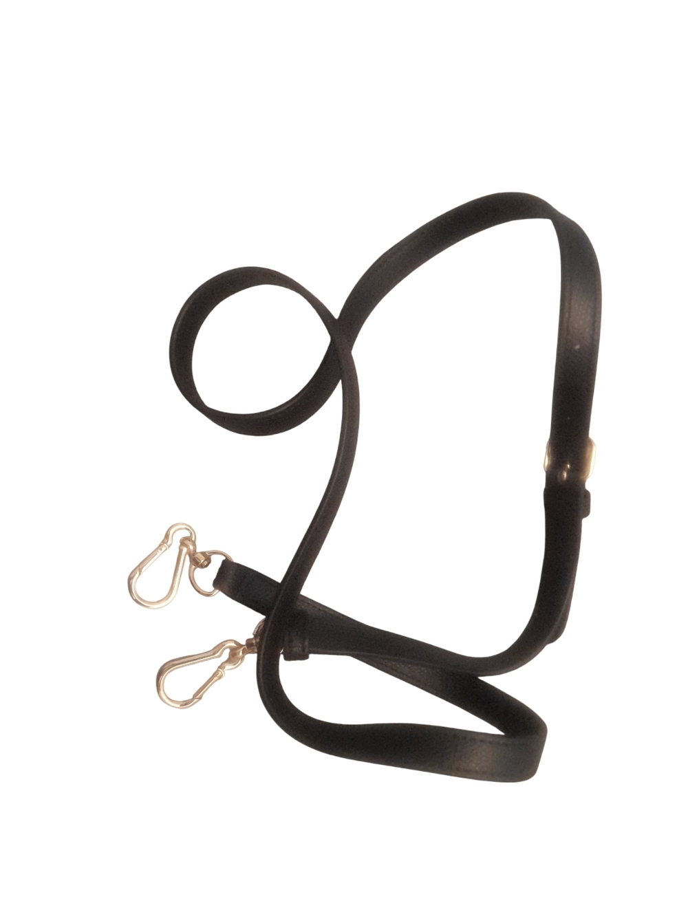 COACH Black Leather Crossbody Strap with Gold Clips